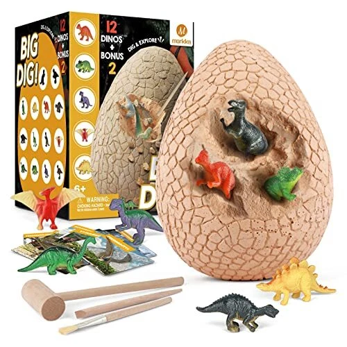 Morkka Oeufs de Dinosaure Kit de Fouille, Découvrez 12 Dinos Différents, œuf de