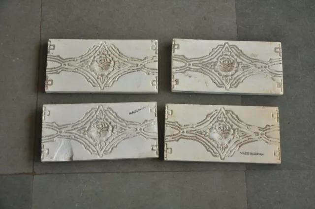 4 Pc Vintage Small Majolica Decorative Art Nouveau Architecture Tiles,Japan 6