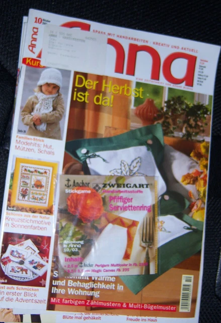 Anna Oktober 2003 Sticken Stricken Häkeln Nähen Der Herbst ist da Handarbeiten