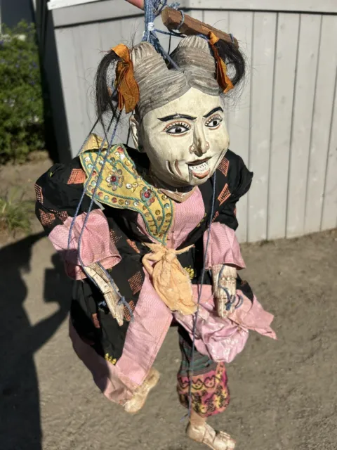 Antique BURMESE Indonesian Marionette Puppet Burma Thai MYANMAR Large Carved
