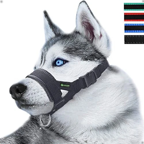 ILEPARK Muselière en Nylon Réglable pour Chiens, Museliere Anti Aboiement Anti-M