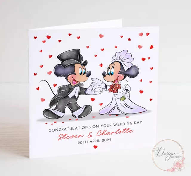 Disney Mickey & Minnie Mouse Wedding Card - Personalised.