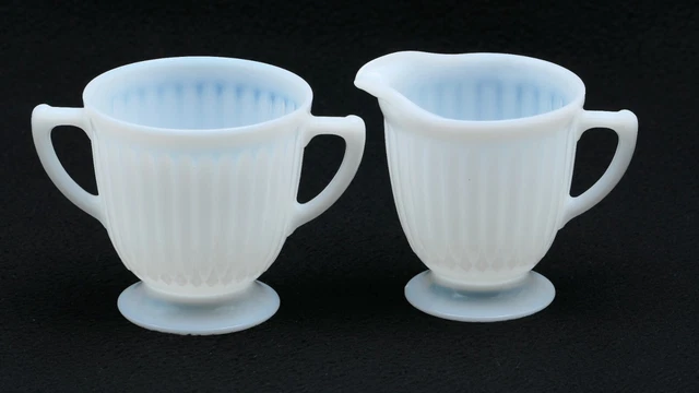 MacBeth Evans Petalware Monax Milk Glass White SUGAR & CREAMER