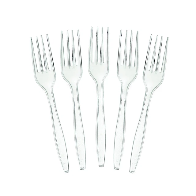 PLASTICPRO DISPOSABLE CLEAR Plastic Forks Heavyweight Utensils Pack of