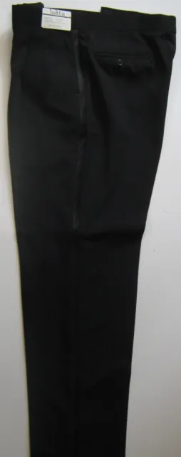 NWT Tuxedo Club 41 Waist Side Satin Stripe Pleated Front Black Pants Formal Wear