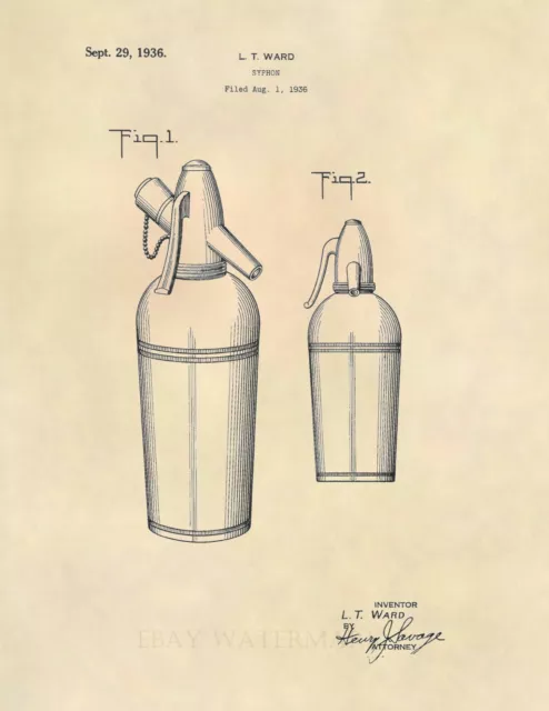 Vintage Sparklets Soda Siphon Patent Art Print - Antique Seltzer Bottle - 658