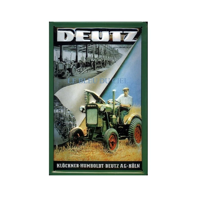 Plaque Métal Publicitaire Bombée - Tracteur Lanz Bulldog 15P - 20x30cm