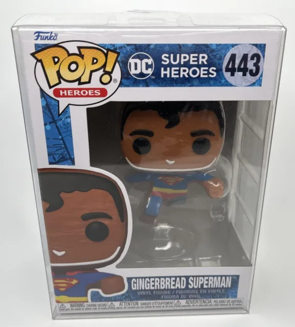 Funko Pop Heroes DC Super Heroes GINGERBREAD SUPERMAN 443 With  Pop Protector