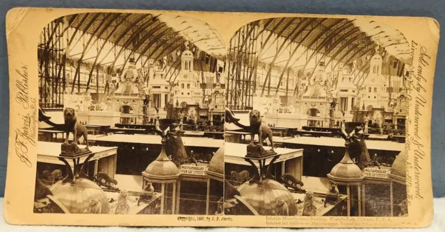 COLUMBIAN EXPOSITION 1893 STEREOVIEW CARD Inside Manufacturing Build WORLDS FAIR