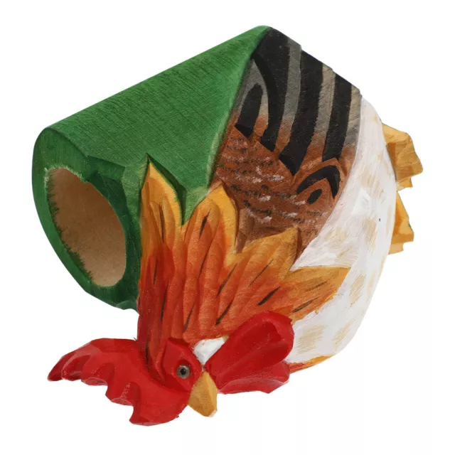 Wooden Rooster Desk Organizer for Pens and Pencils-