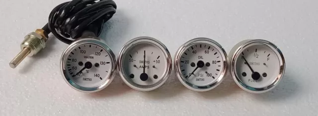 Smiths Kit Temp Oil Pressure Fuel Amp Gauge Replica 52 mm face blanche