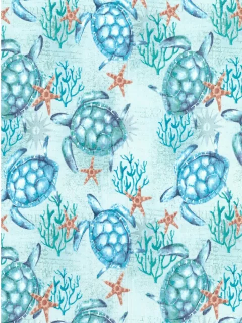 Lined Window Valance 42 X 15 Sea Turtle Ocean Star Fish Coral Nautical