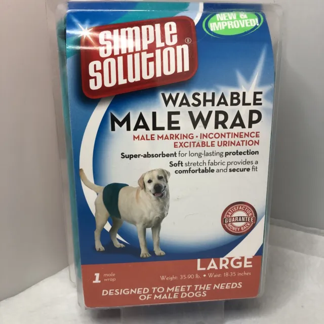 Simple Solution Washable Male Wrap Dog Diaper Large Teal Adjustable 35-90 lbs