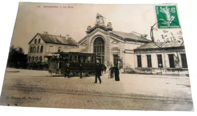 Carte Postale Ancienne, Soissons, La Gare