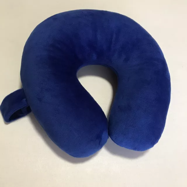 Royal blue soft velvet neck pillow | washable cover | snap to attach to luggage