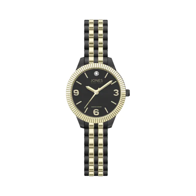 Jones New York Women's Gold-Tone/Black Multi-Link Expansion Metal Bracelet Watch