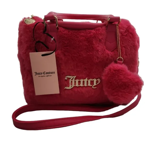 Juicy Couture Pink Viral Free Love Fluffy Satchel Crossbody Bag NWT