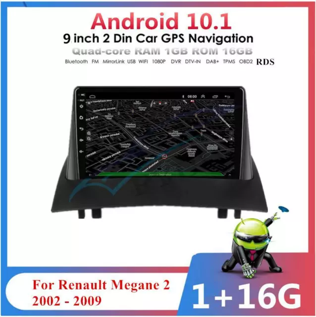 Lettore navigatore GPS auto stereo Android 10.1 per Renault Megane 2 2002-2009 2