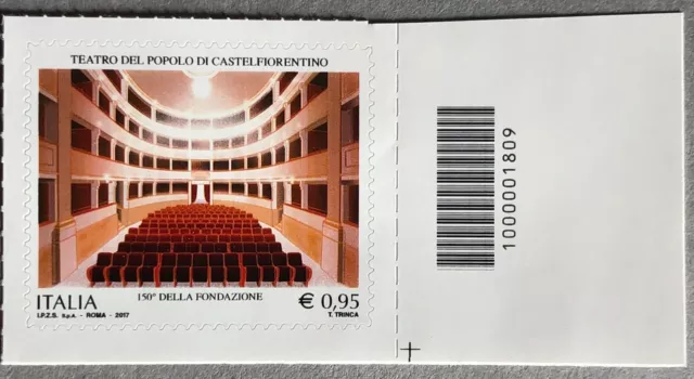 Italia 2017 Teatro Popolo Castelfiorentino Francobollo Nuovo Con Codice A Barre