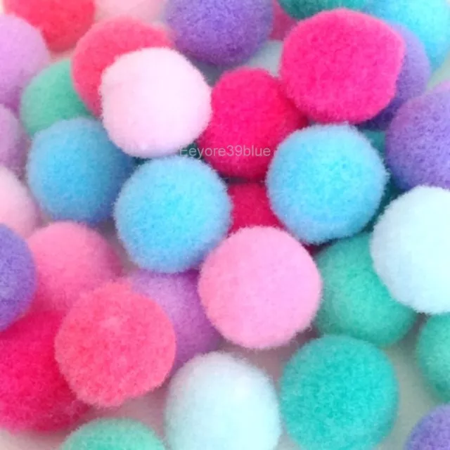 POM POMS Pastel Colours Plush Soft Balls 8mm 10mm 15mm 20mm or ALL Sizes Mixed