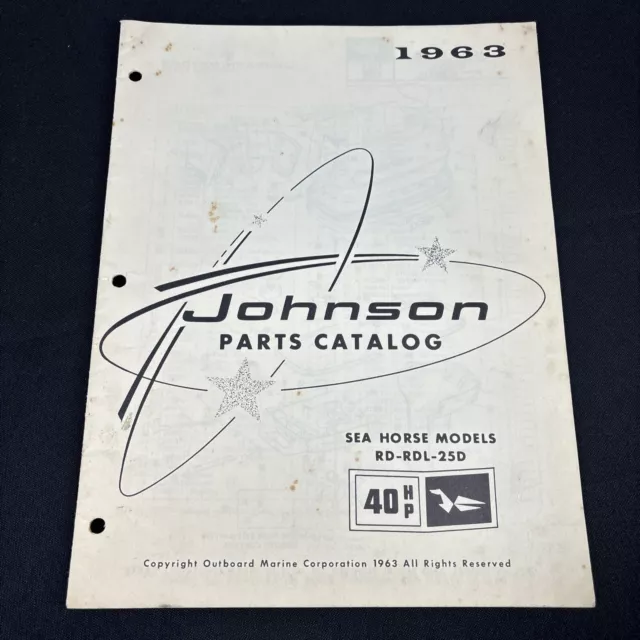 379274 1963 Johnson Sea-Horse Outboard Parts Catalog 40 HP RD-RDL-25D