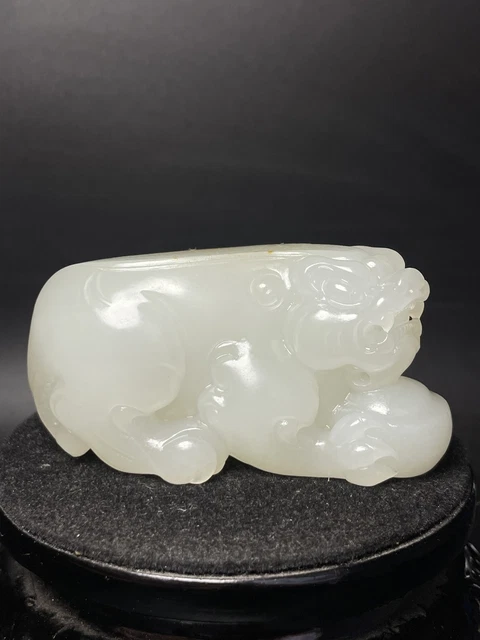 Chinese Exquisite Handmade Brave Troops carving Hetian Jade Statue