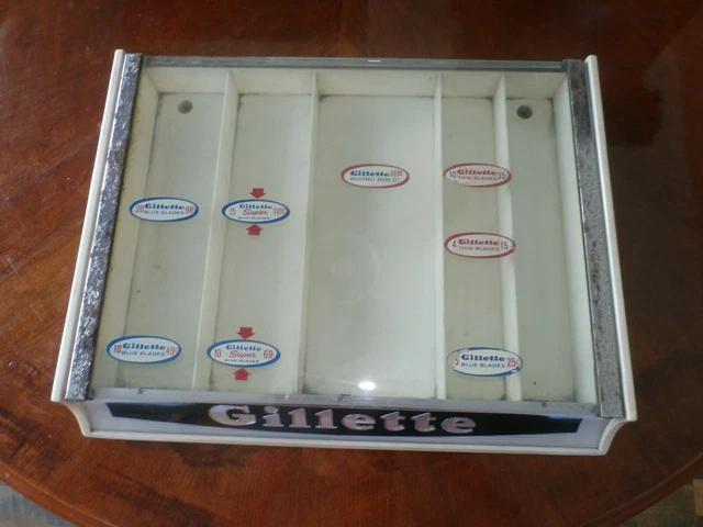 Vintage Antique Gillette Safety Razors & Blades Wall Store Shop Display Case Box