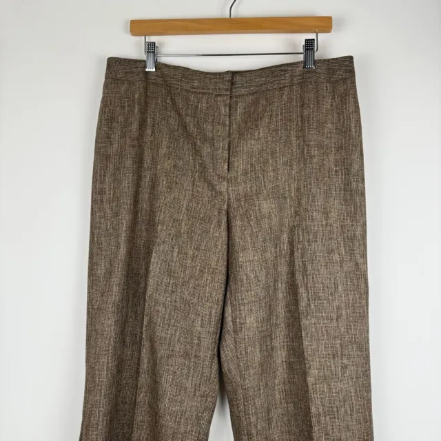 Lafayette 148 New York Wool Blend Dress Pants Wide Leg Brown Womens 12