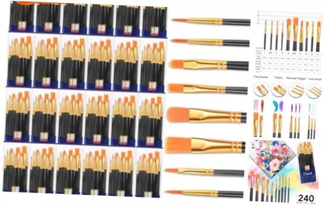Acrylic Paint Brushes Set, 24 Packs / Pcs Watercolor Brushes,Nylon 240 Black