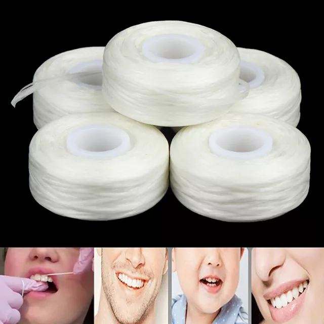 5Roll 50m Dental Flosser Oral Hygiene Floss Teeth Cleaning Mint flavor Tooth*7H