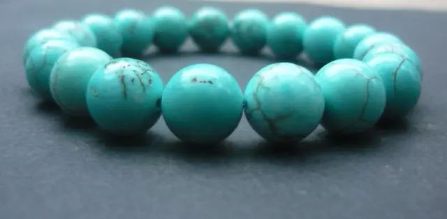Bracelet de perles howlite Turquoise 10mm en pierre Naturelle, Sur mesure