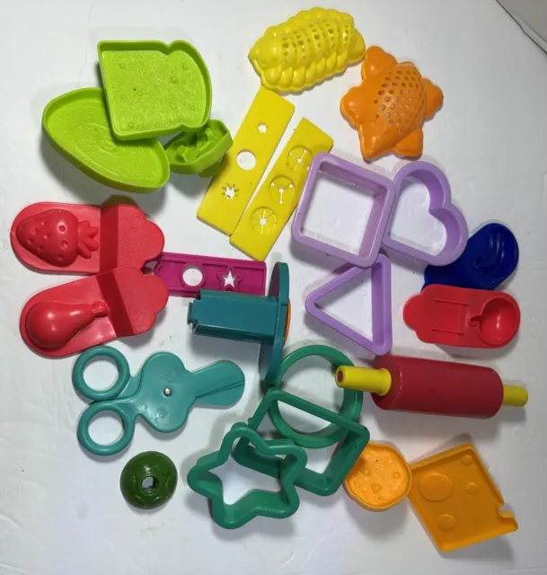 Vintage 1990s 90s Play-Doh Lot of Accessories Cutters Push Tools Molds  Shapes