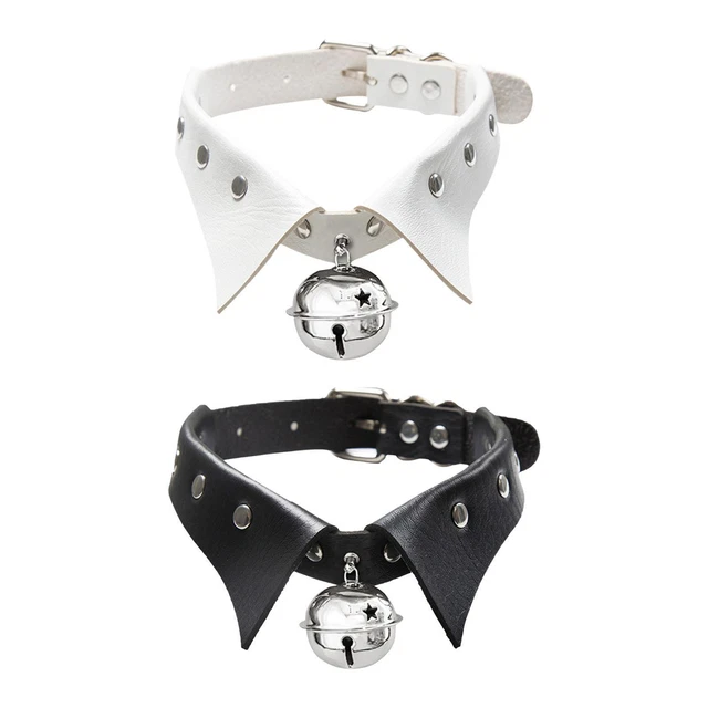Rock Stil Halskette, verstellbarer PU Leder Anhänger mit Glocke, modische