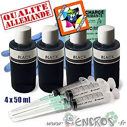 Recharge Kit Encre 4x50ML Couleur NOIR universelle pour EPSON