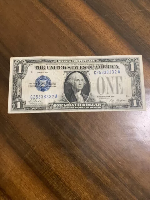 1928 $1 One Dollar Silver Certificate Funny Back