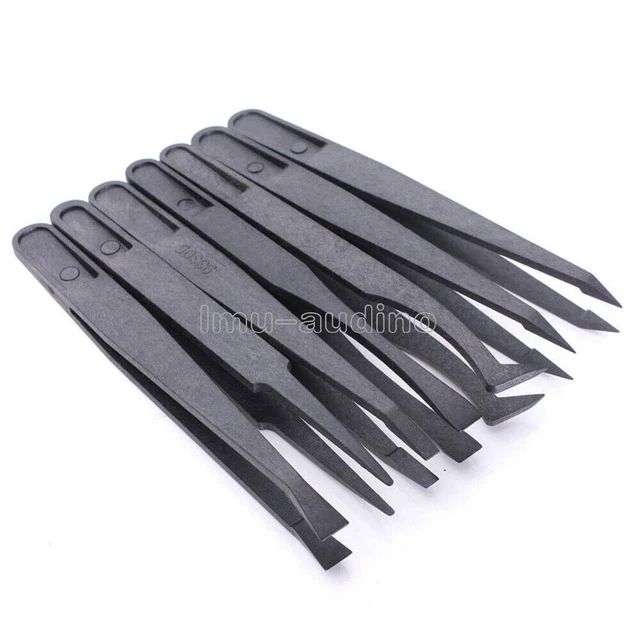 7Pcs Anti-static Tool Plastic Tweezer Heat Resistant Straight Bend