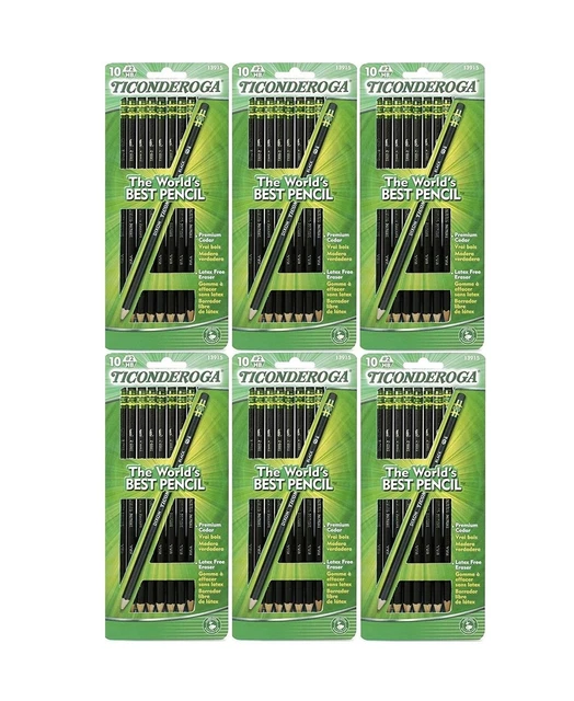 Dixon Ticonderoga Wood-Cased #2 Pencils, Pre-Sharpened, Pack of 60, Black (13...