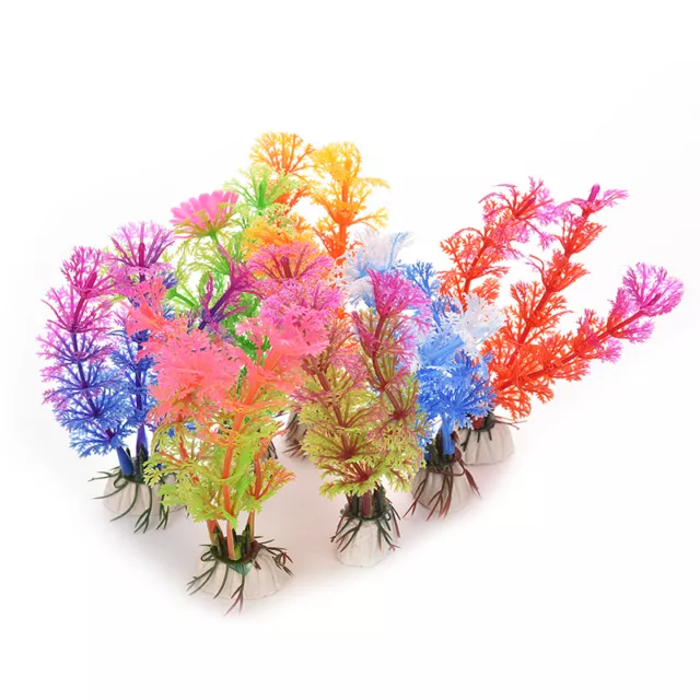 Aquarium Artificial Plastic Grass Fish Tank Ornament Water Plant Decoration~7H