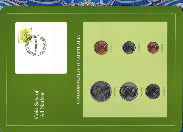 Coin Sets of All Nations Australia w/card 50, 20, 10, 5, 2, 1 cents 1983 UNC
