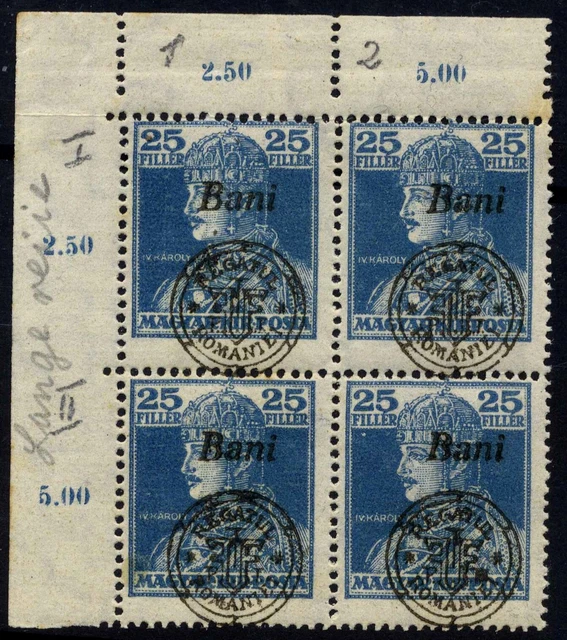 Hungary New Romania, Occupation 1919 Oradea Karl25 Ist block 4 MNH,OG,GENUINE