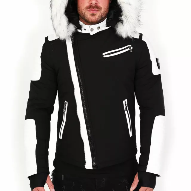 Doudoune noir online fourrure blanche