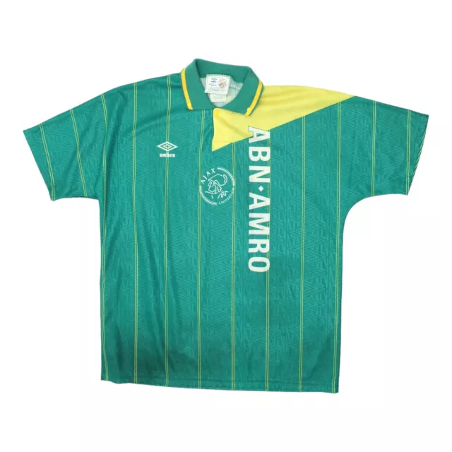 Ajax 91/93 grün umbroisches Auswärtsshirt für Herren | Vintage 90er niederländisches Fußballtrikot Vintage