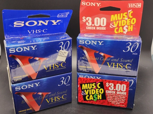 4 VHS-C SONY Blank Tapes Premium 30 minute 2 - 2 Pack CAMCORDER Media NEW SEALED