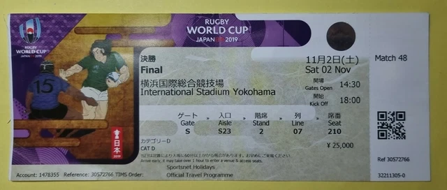 RUGBY WORLD CUP Final 2019 England South Africa TICKET £35.00 - PicClick UK
