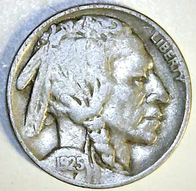 1925 S US Buffalo Nickel - Better Coin Full Date + Free Shipping   (RE99)