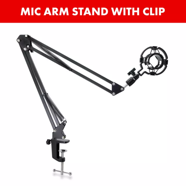 LSP Microphone Boom Arm Stand w/Clip - Shock Mount - Livestream Broadcast Studio