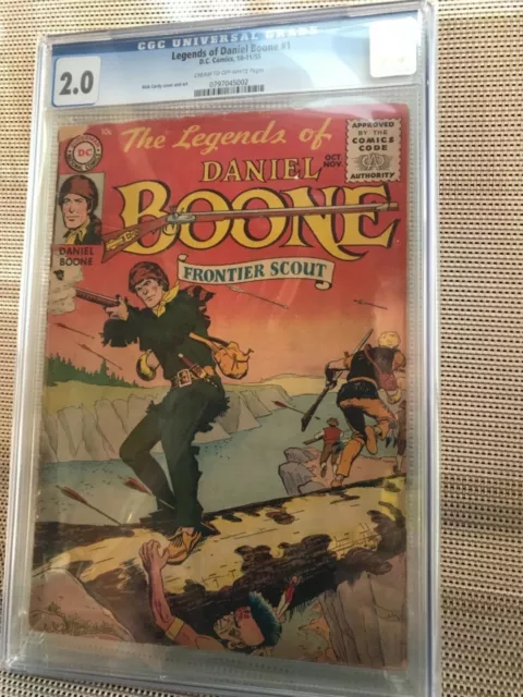 LEGENDS OF DANIEL BOONE #1 CGC Universal 2.0 Gd : DC Comics Nov 1955: Western TV