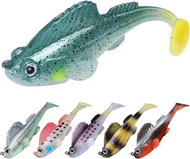 TRUSCEND Soft Lures Trout Pike Fishing Bait Jig Head Paddle Tail Swimbait 9cm
