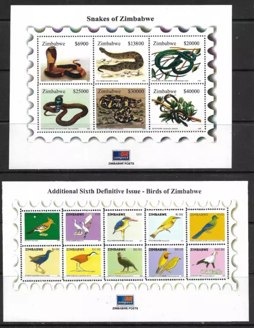 Zimbabwe 2015-2017 Mini lenzuola Birds & Snakes of Zimbabwe superbe nuove nuove nuove