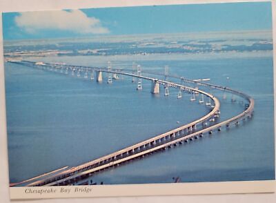 Chesapeake Bay Bridge Maryland Aerial View Postcard 4X6 Chrome Unposted